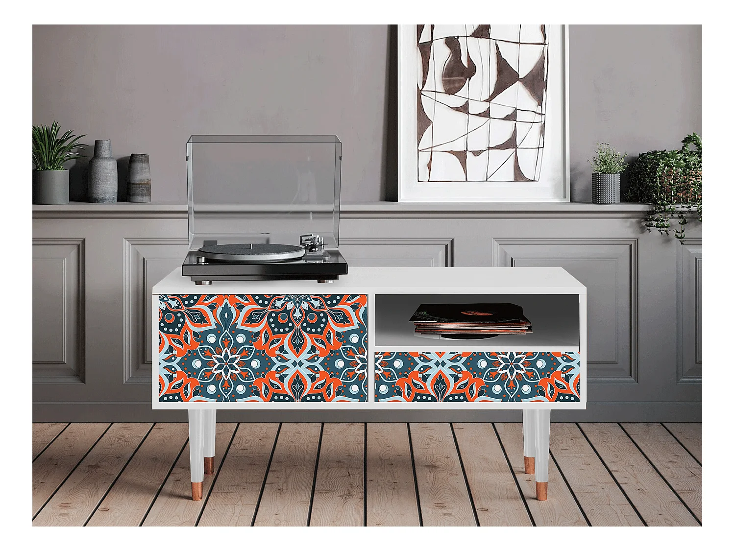 Mobile TV - 115х59х48 cm - T3 - Fire Beetle, Bianco