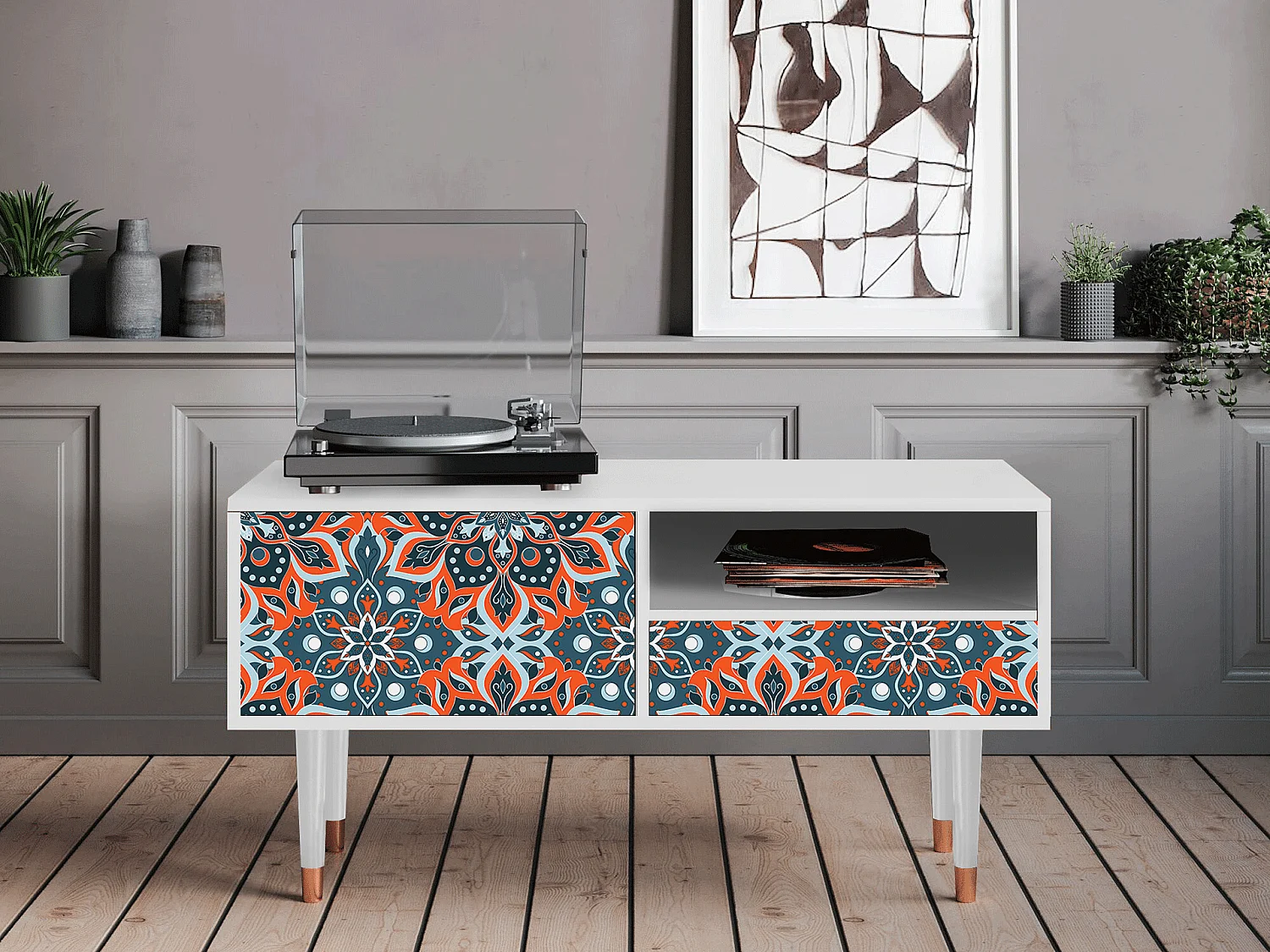 Mueble de TV - 115х59х48 cm - T3 - Fire Beetle, Blanco