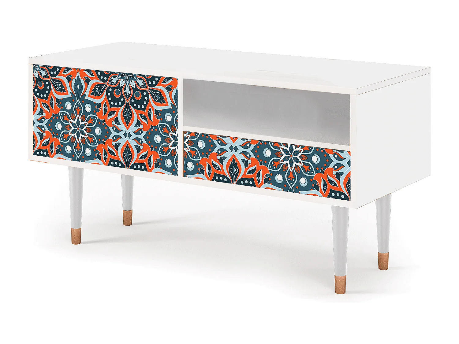 Mueble de TV - 115х59х48 cm - T3 - Fire Beetle, Blanco