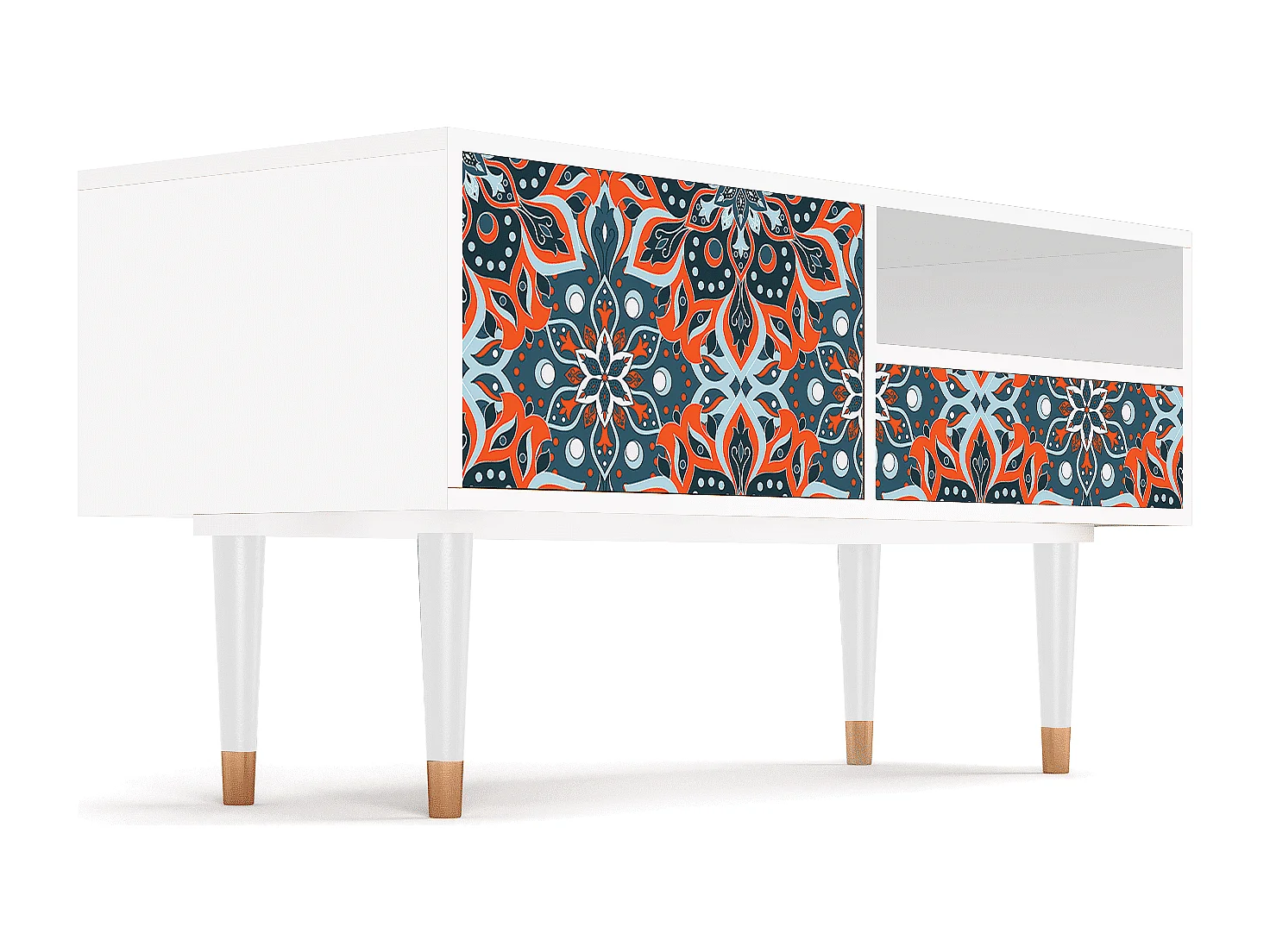 Mueble de TV - 115х59х48 cm - T3 - Fire Beetle, Blanco