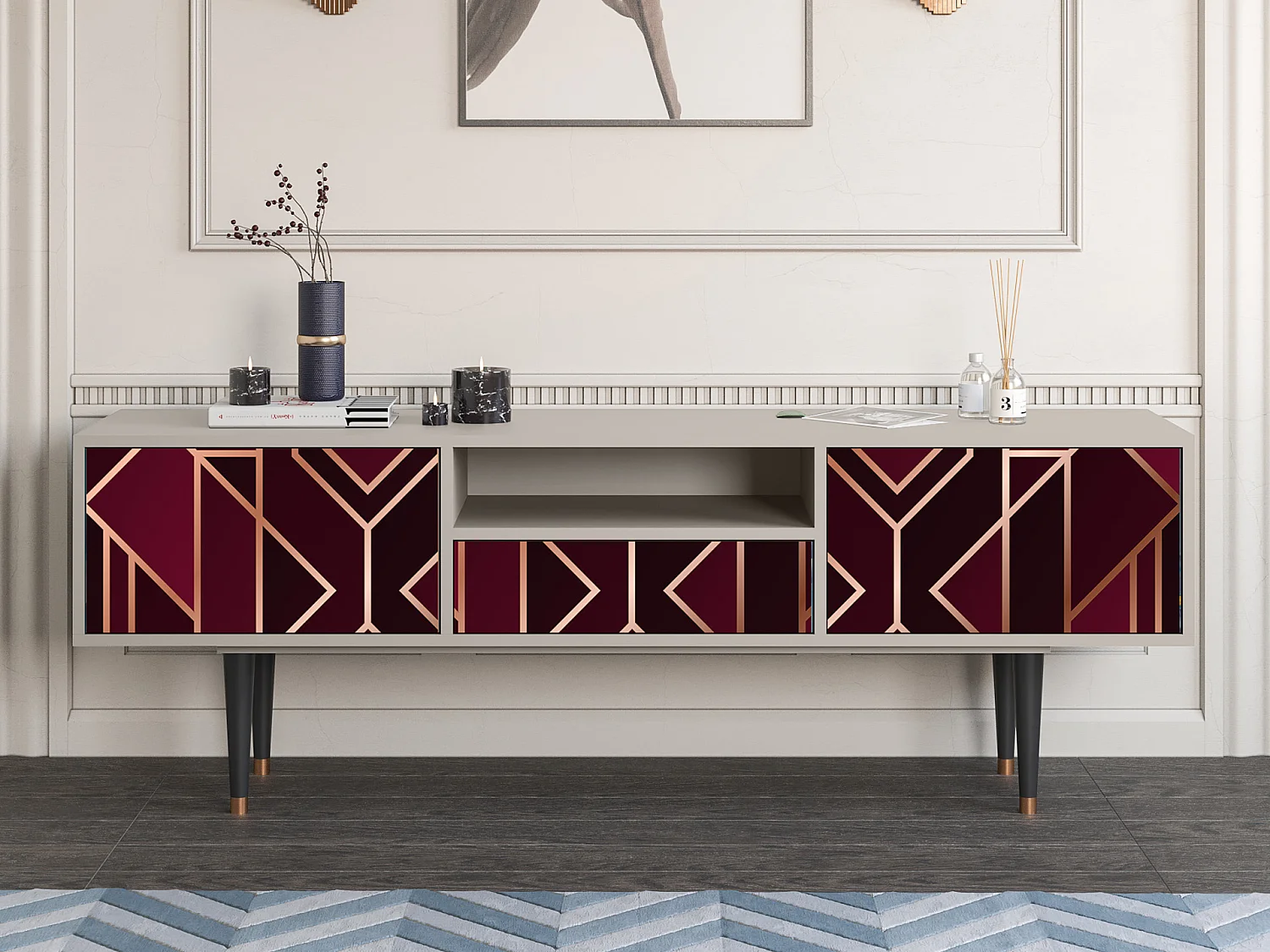 TV-Möbel - 170х59х41 cm - T6 - Burgundy Jewelery, Sand