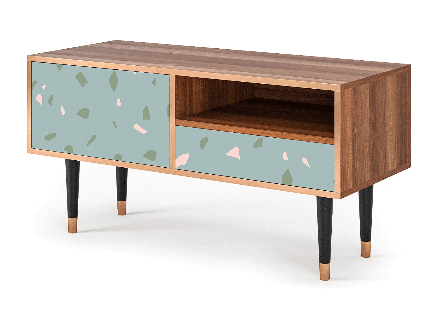 Mobile TV - 115х59х48 cm - T3 - Blue Drops, Noce