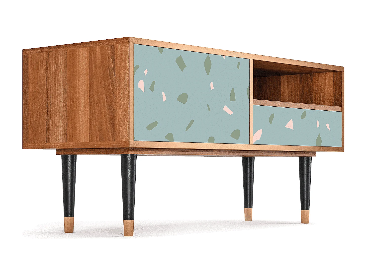 Mobile TV - 115х59х48 cm - T3 - Blue Drops, Noce