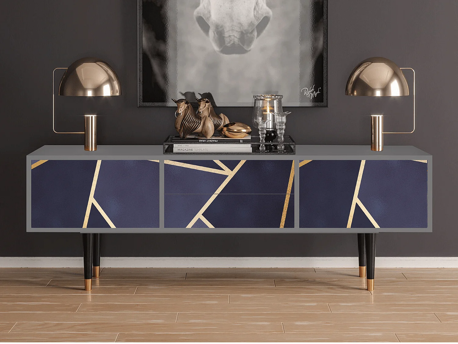 Szafka RTV - 170х59х48 cm - T4 - The Amethyst, Szary