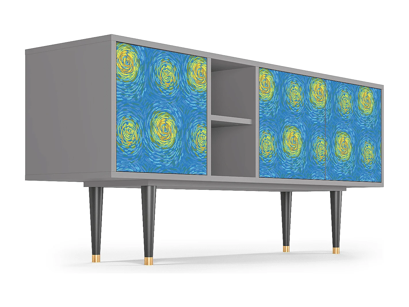 Meuble TV - 150х69х41 cm - T5 - Van Gogh Lights, Gris