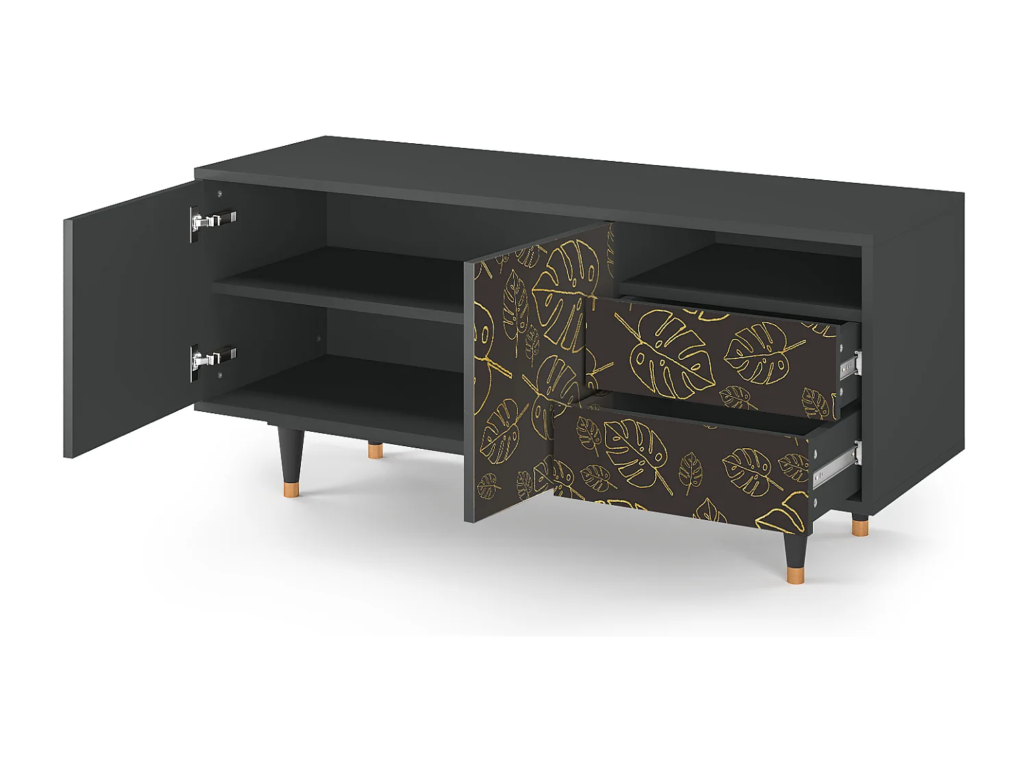 Meuble TV - 125х56х41 cm - T7 - Fall Of The Leaves, Anthracite