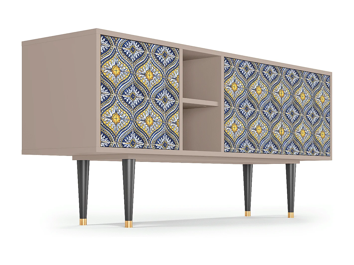 Szafka RTV - 150х69х41 cm - T5 - Illusory Pattern, Latte