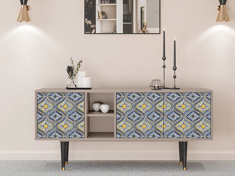 Szafka RTV - 150х69х41 cm - T5 - Illusory Pattern, Latte