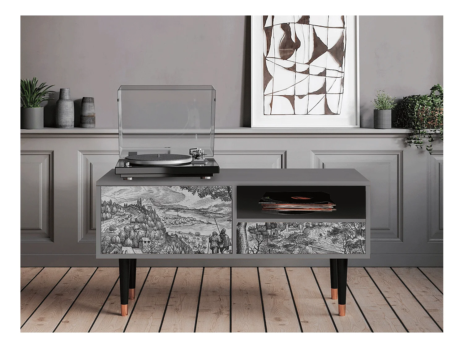 Meuble TV - 115х59х48 cm - T3 - Milites Requiescentes, Gris