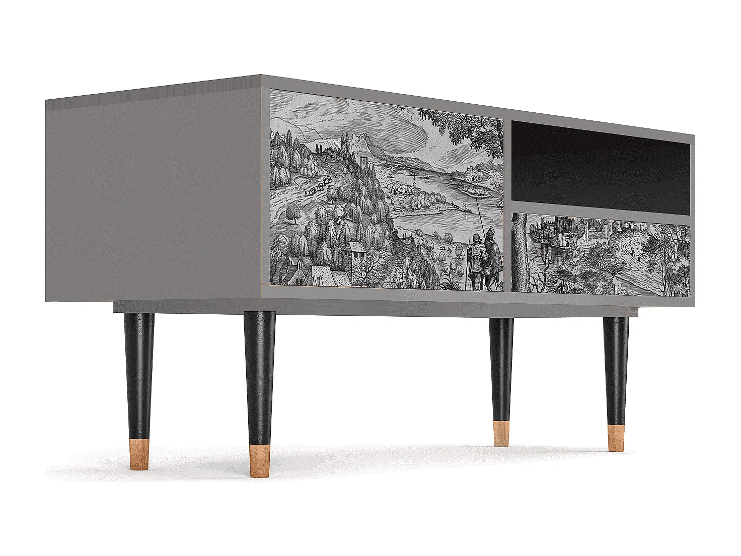 Meuble TV - 115х59х48 cm - T3 - Milites Requiescentes, Gris