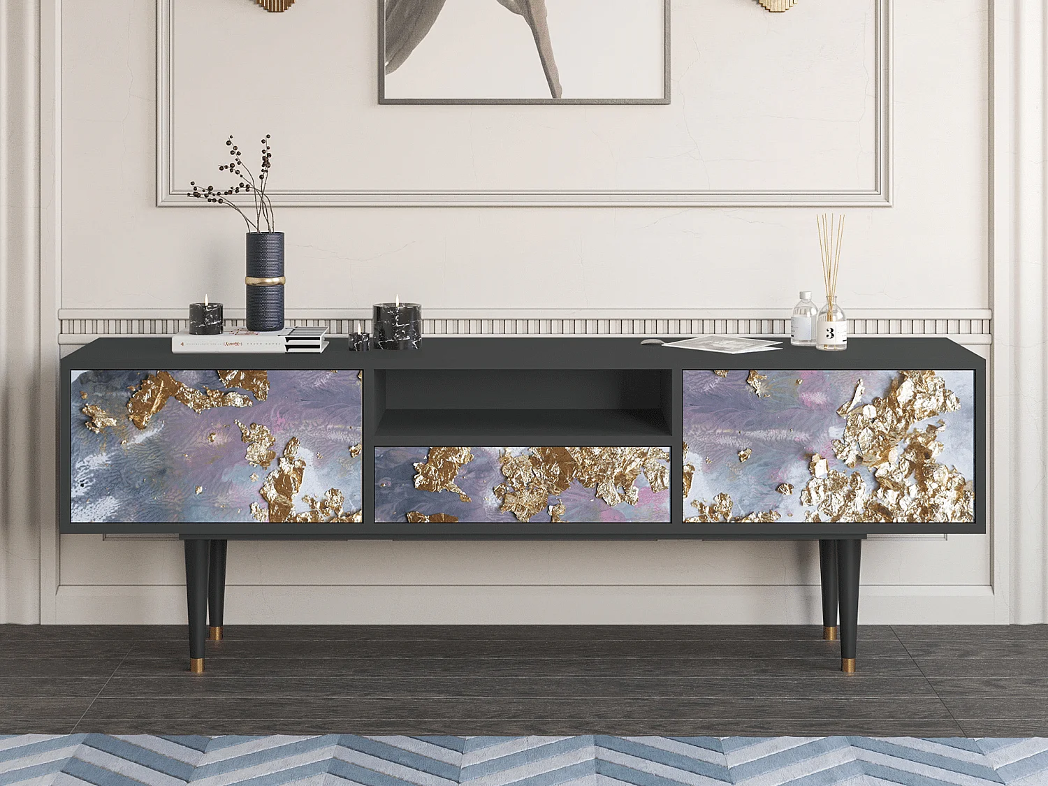 Meuble TV - 170х59х41 cm - T6 - Planet Earth, Anthracite