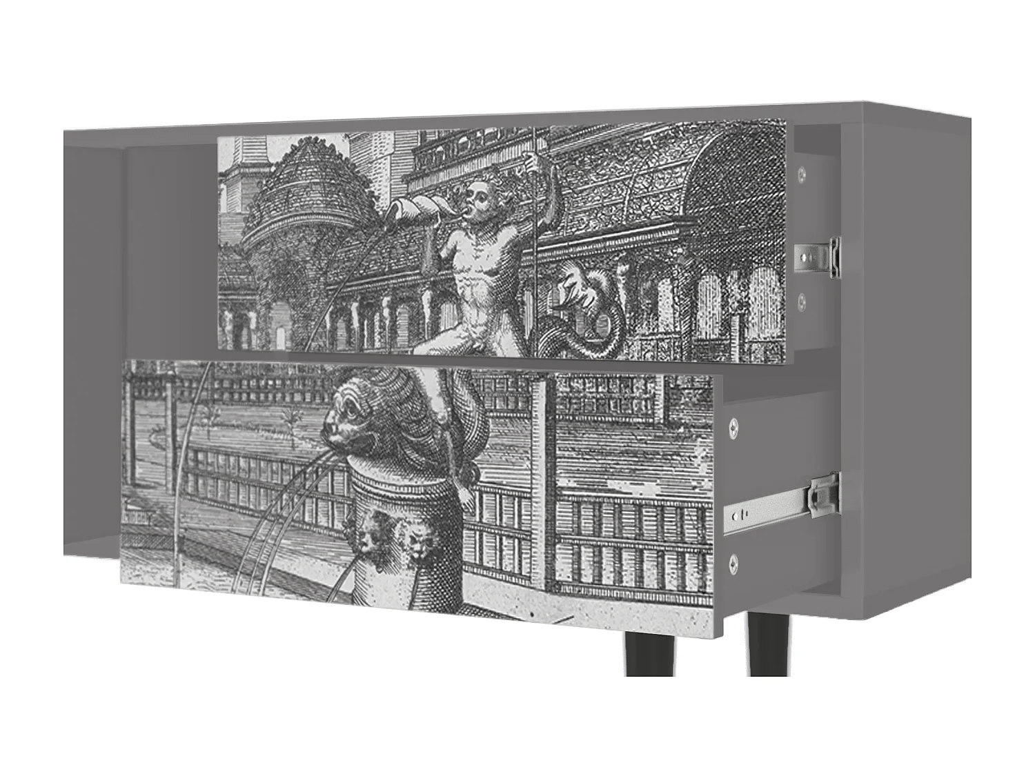Meuble TV - 170х69х48 cm - T1 - View of the Piazza, Gris
