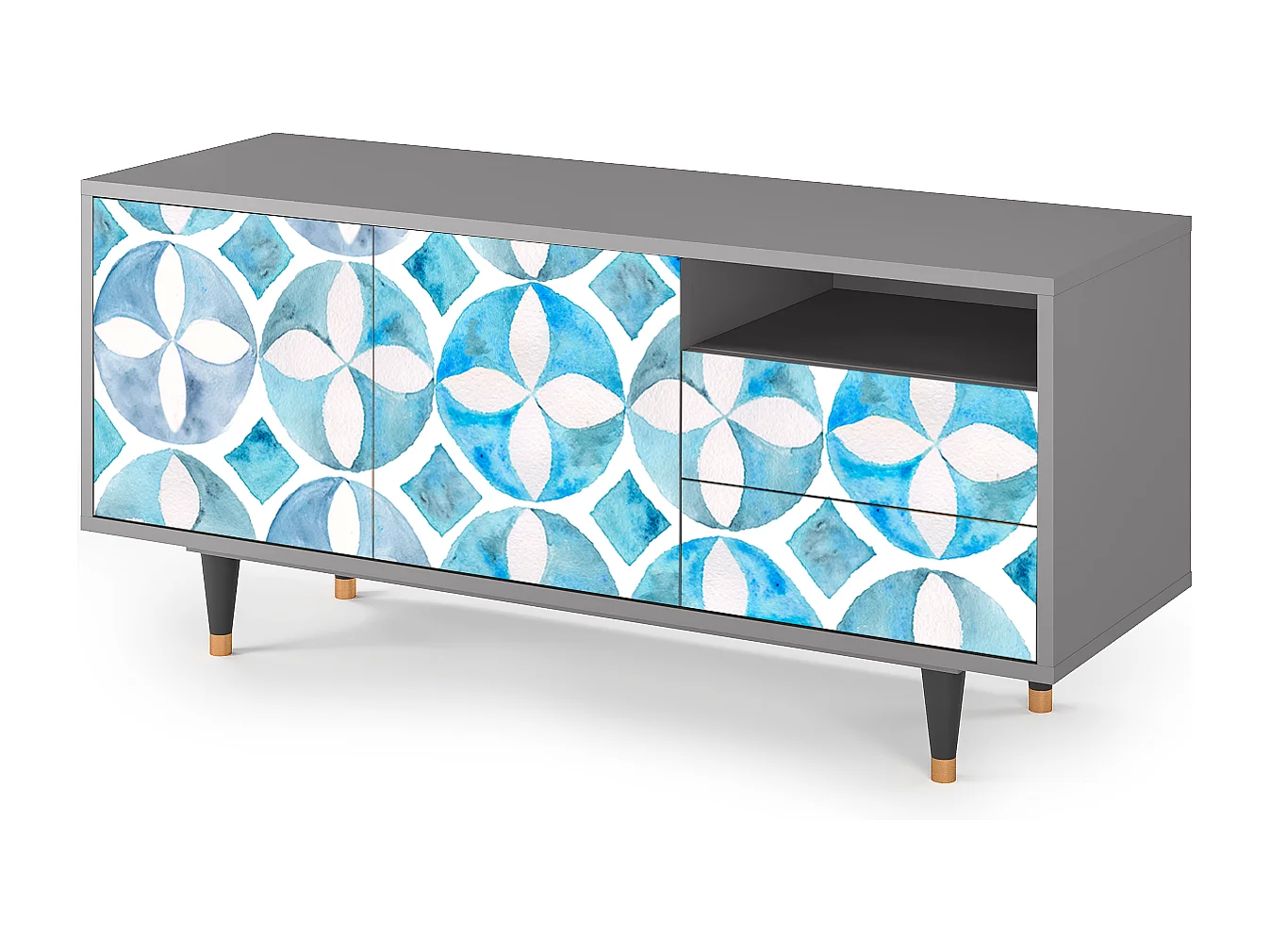 Mueble de TV - 125х56х41 cm - T7 - Porto Mood, Cinza