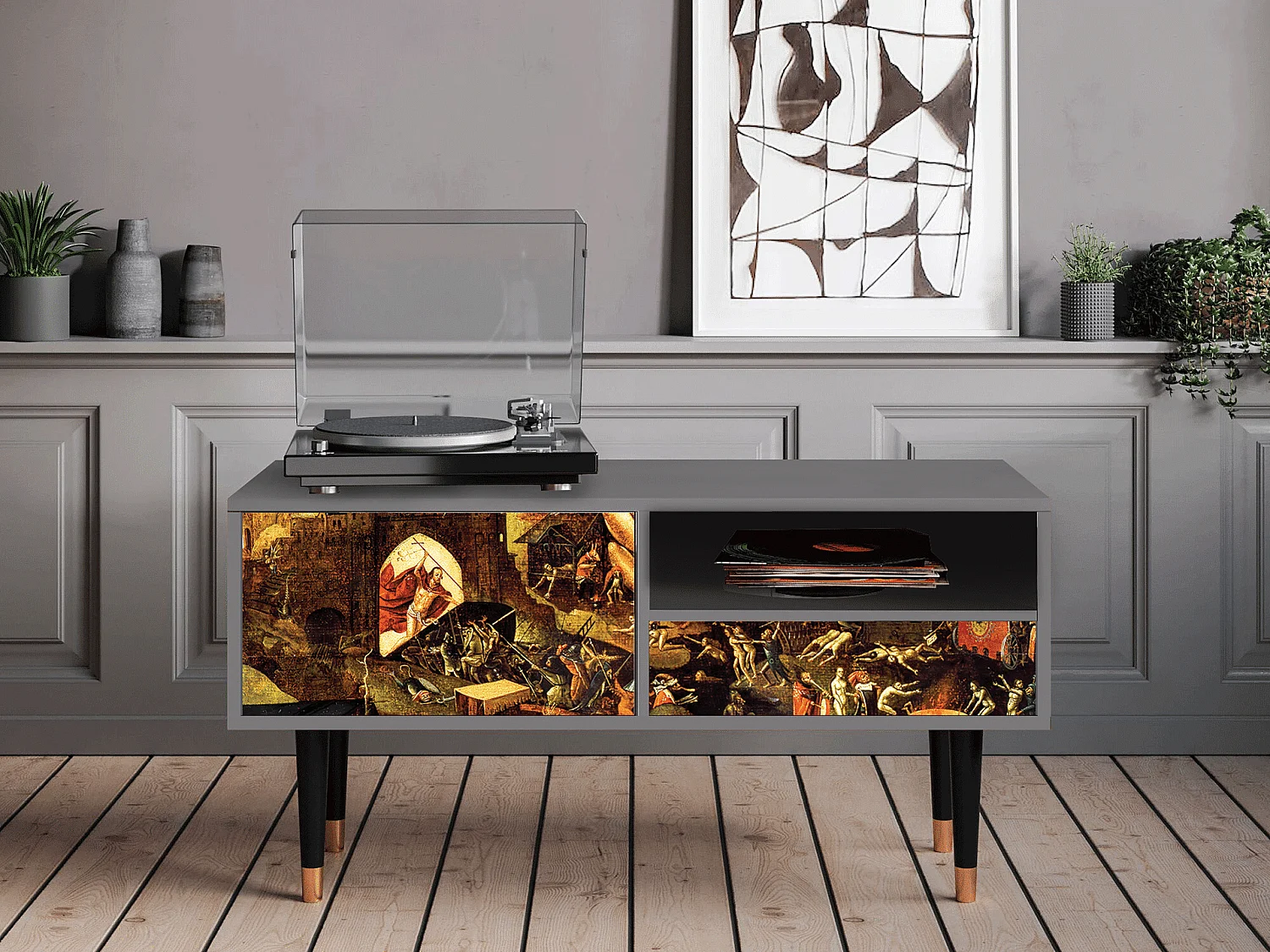 Mueble de TV - 115х59х48 cm - T3 - Christ in Limbo, Gris