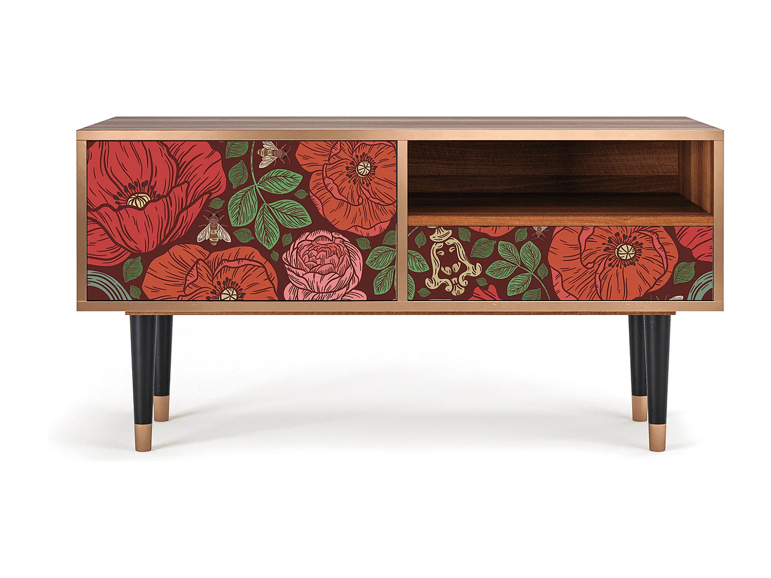 Mueble de TV - 115х59х48 cm - T3 - Poppy Garden, Nogal