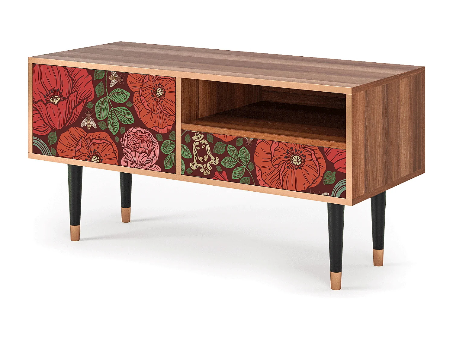 Mueble de TV - 115х59х48 cm - T3 - Poppy Garden, Nogal