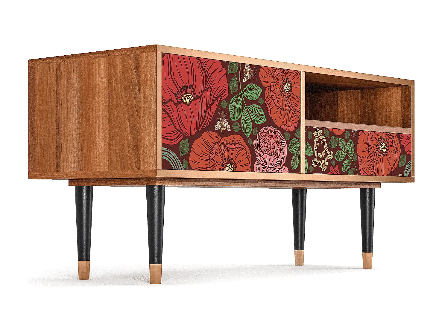 Mueble de TV - 115х59х48 cm - T3 - Poppy Garden, Nogal