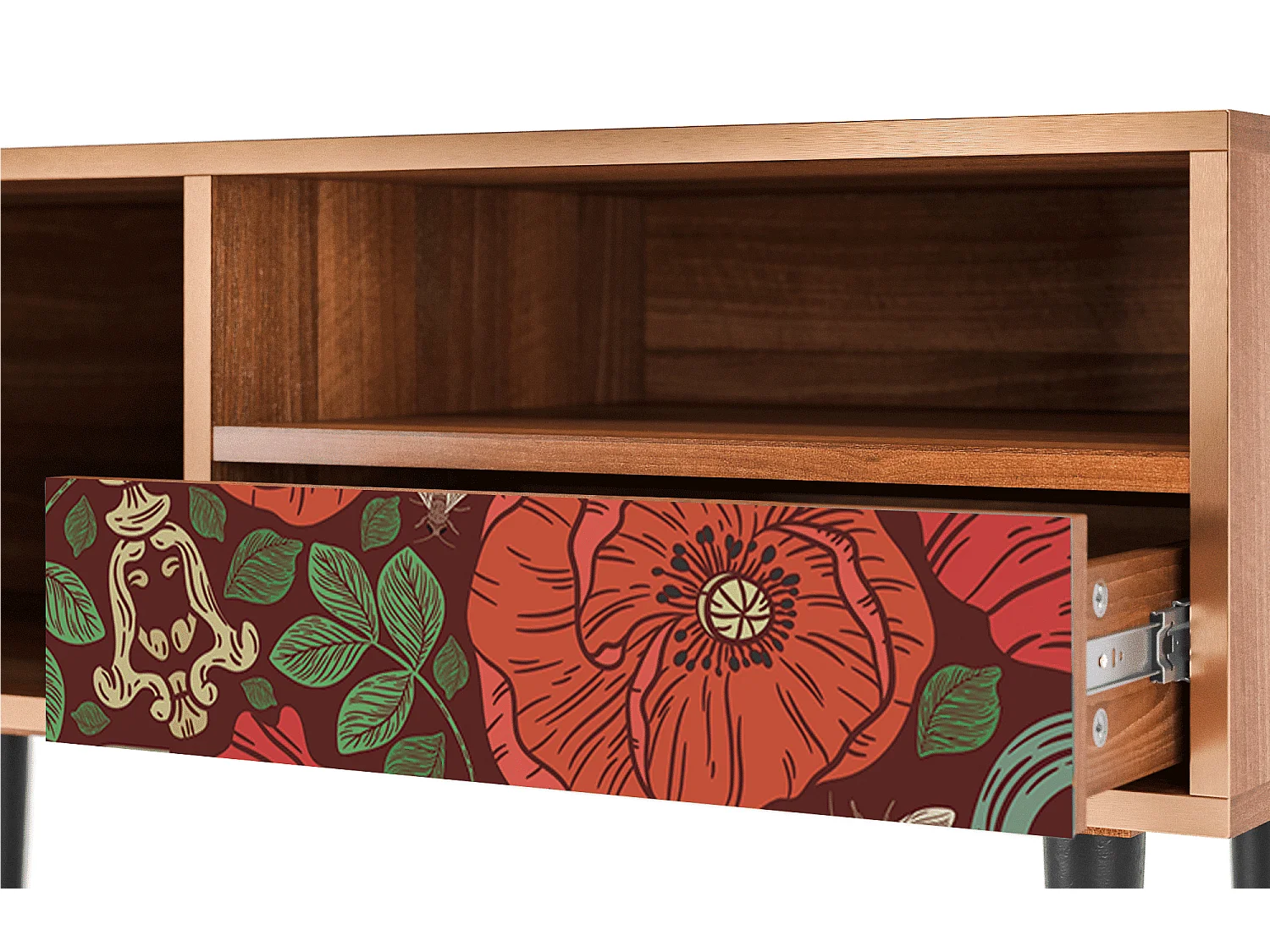 Mueble de TV - 115х59х48 cm - T3 - Poppy Garden, Nogal