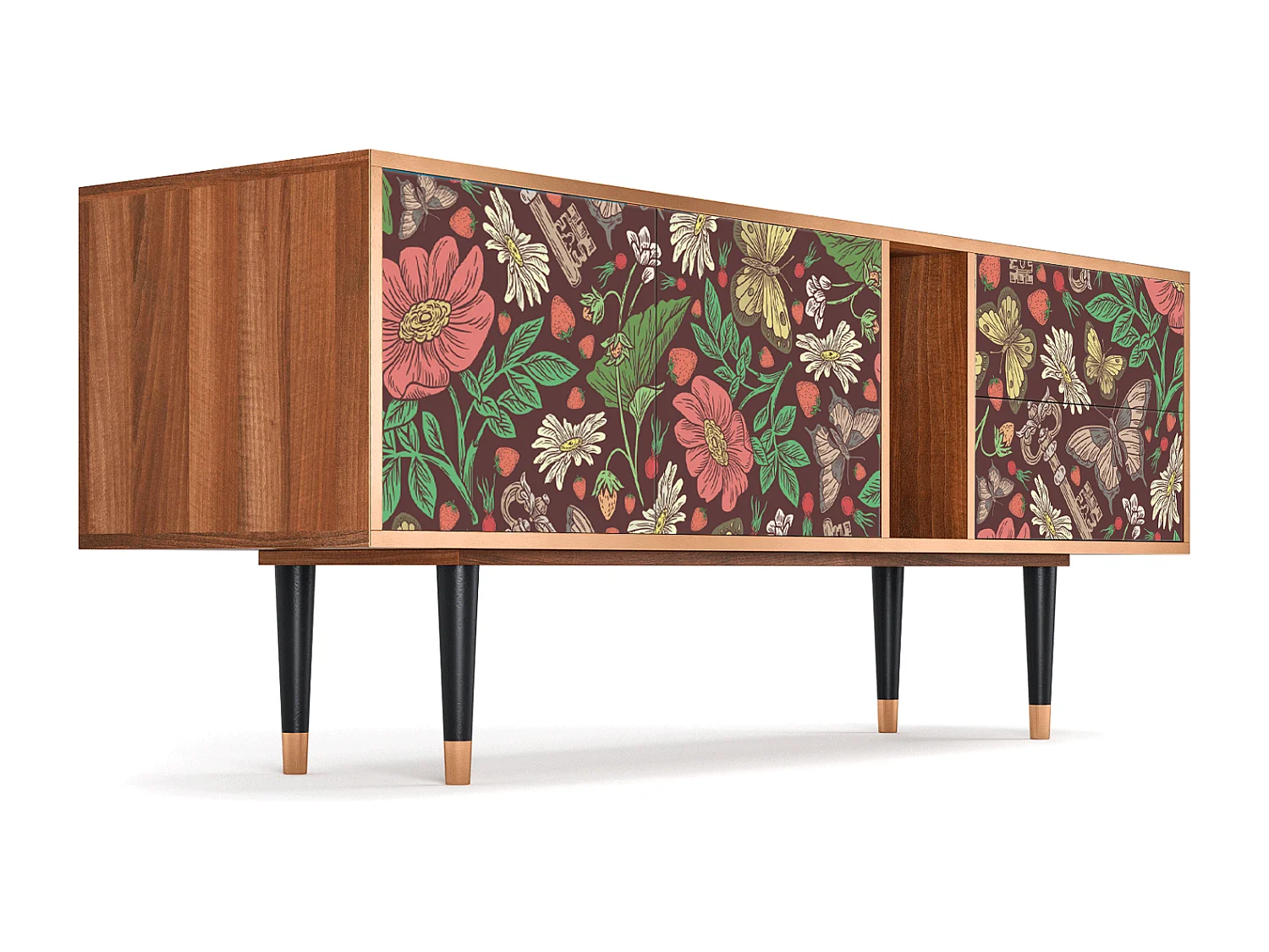 Mueble de TV - 170х69х48 cm - T1 - Alice in Wonderland, Nogueira