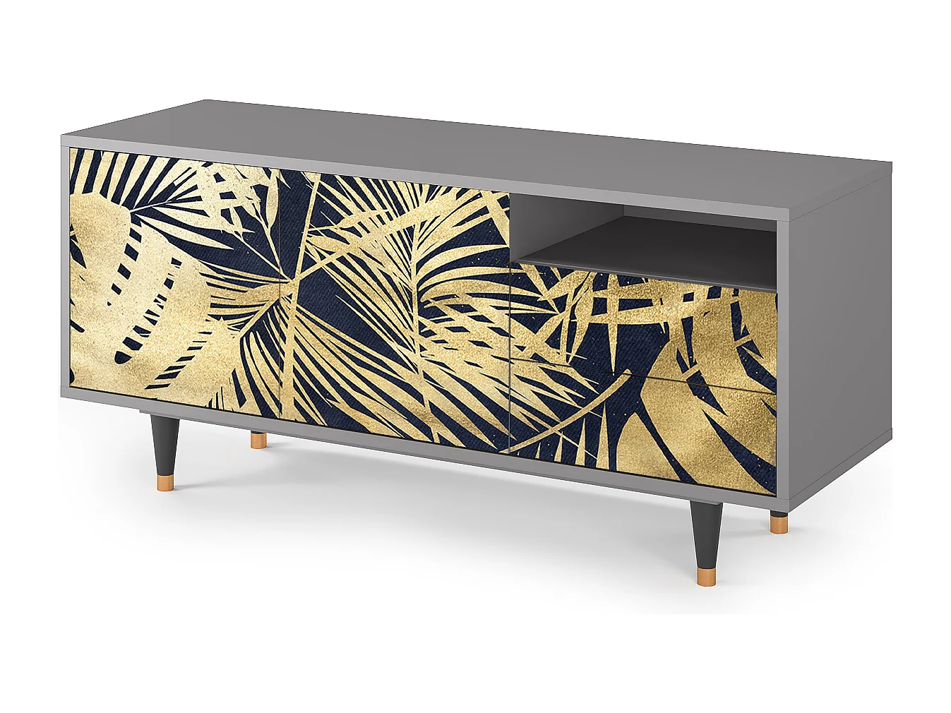 Meuble TV - 125х56х41 cm - T7 - Jungle Vibes, Gris