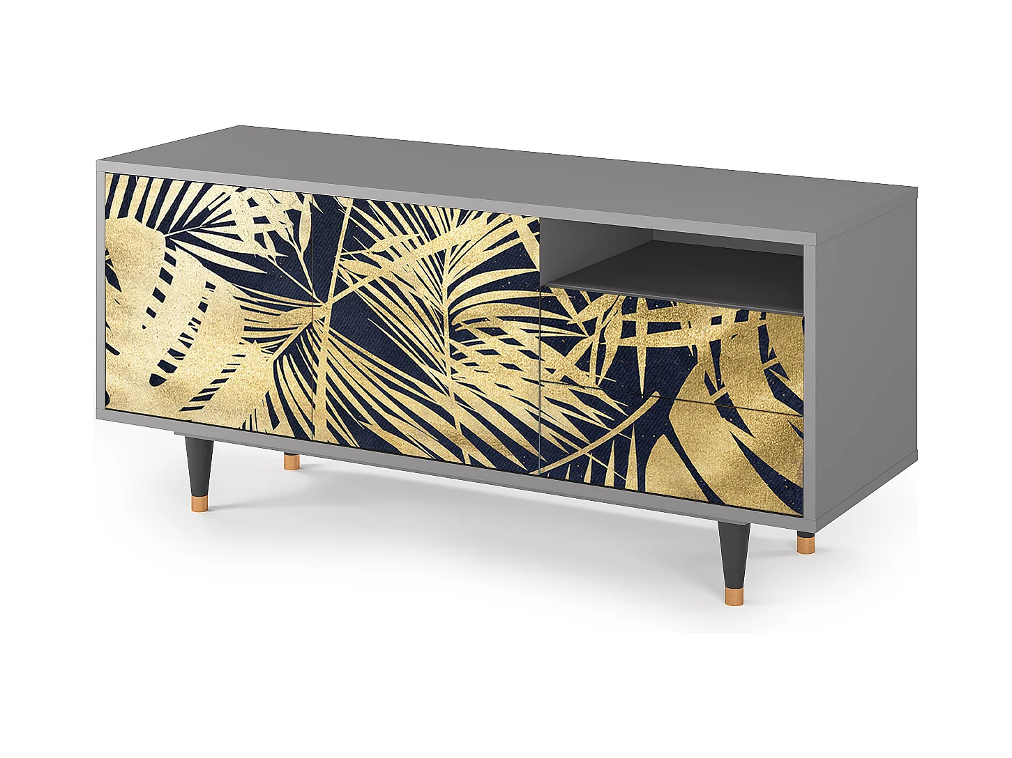 Meuble TV - 125х56х41 cm - T7 - Jungle Vibes, Gris