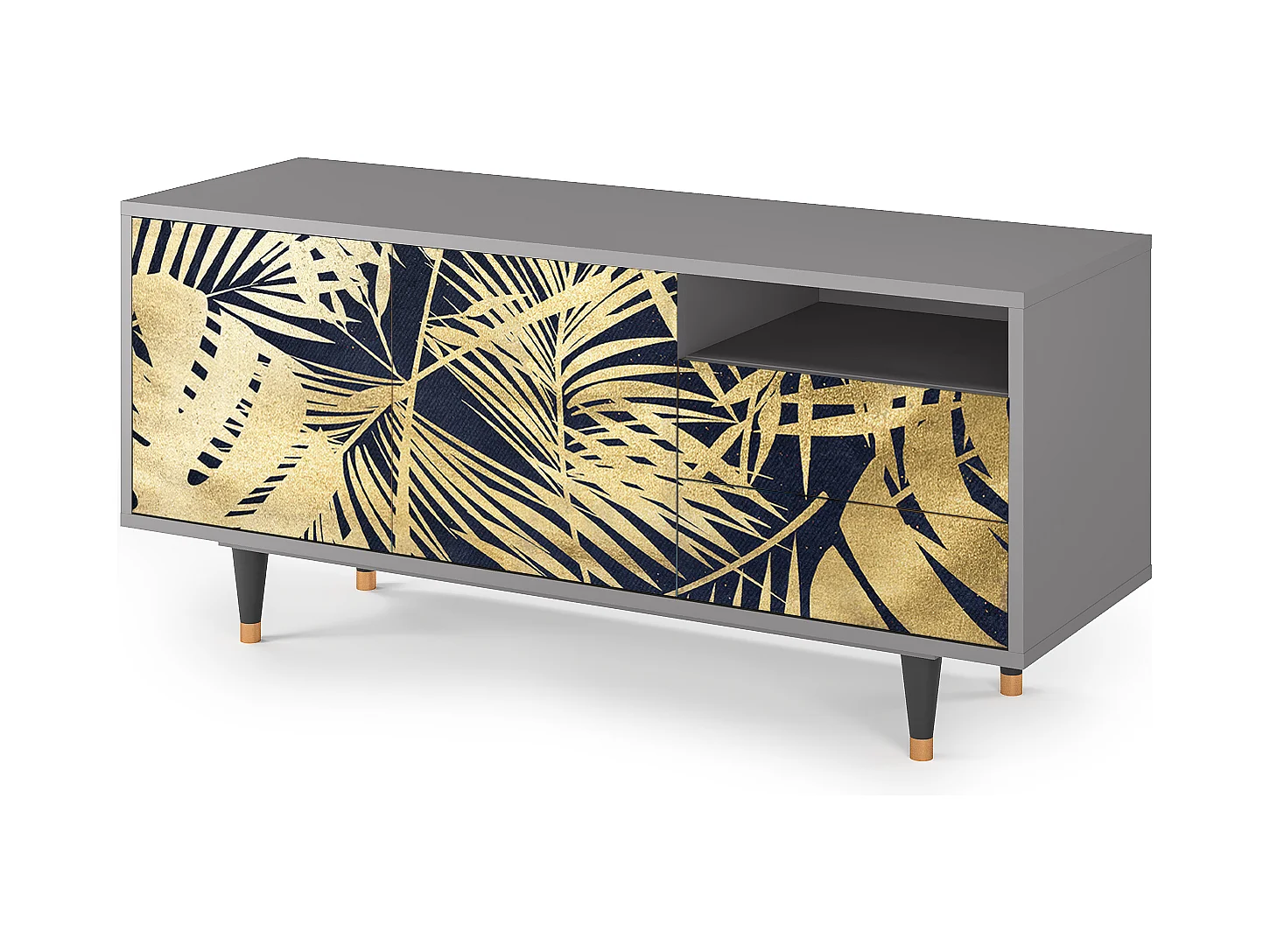 Meuble TV - 125х56х41 cm - T7 - Jungle Vibes, Gris