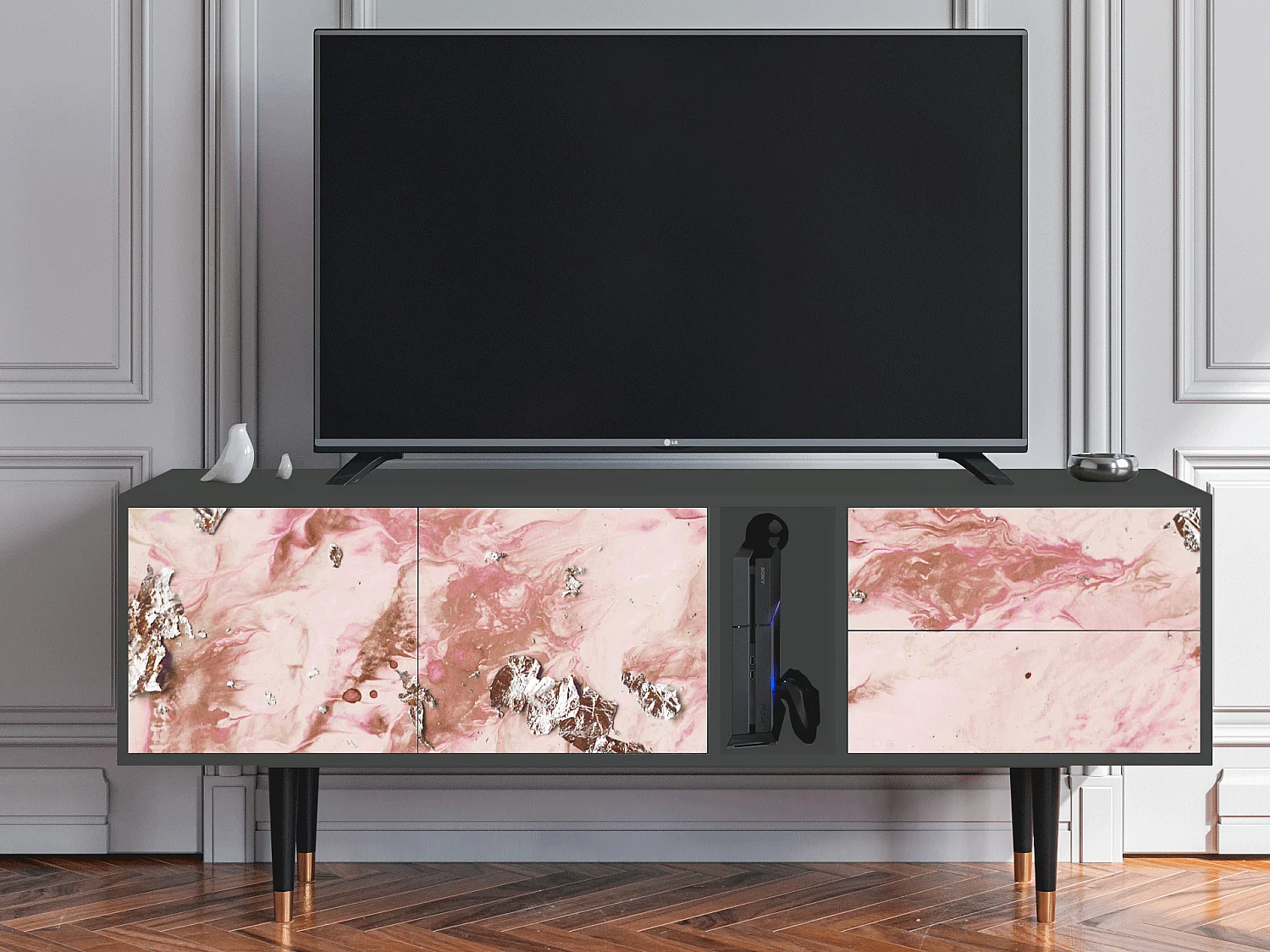 Mobile TV - 170х69х48 cm - T1 - Cotton Candy, Antracite