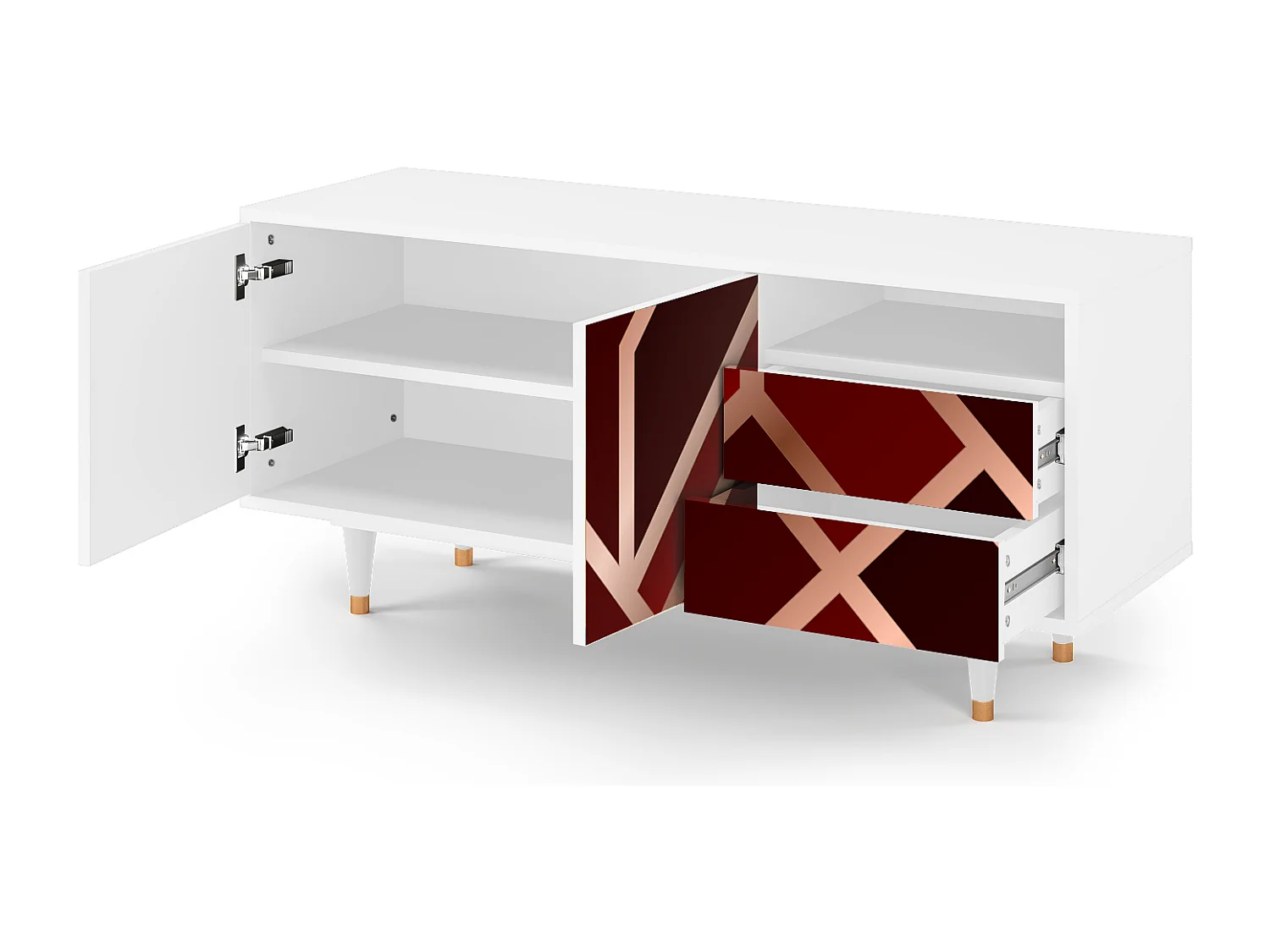 Meuble TV - 125х56х41 cm - T7 - Velvet 1920's, Blanc