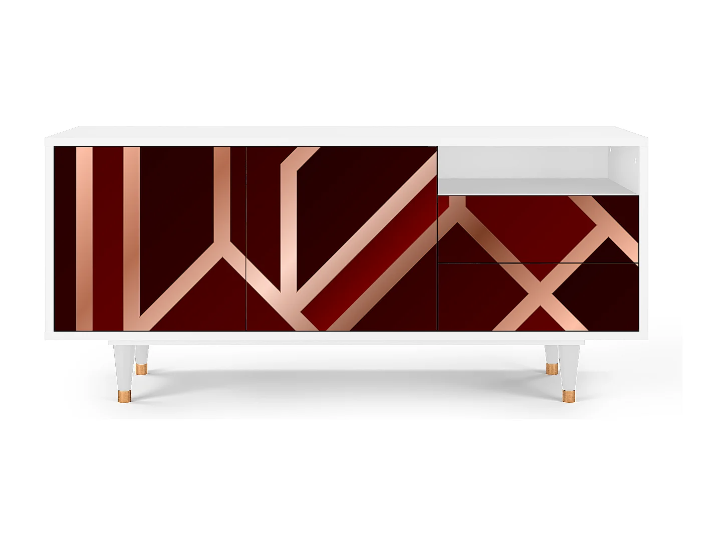 Meuble TV - 125х56х41 cm - T7 - Velvet 1920's, Blanc