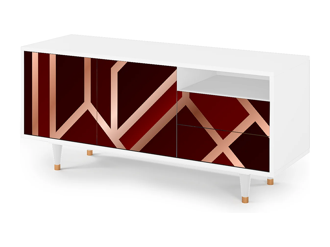 Meuble TV - 125х56х41 cm - T7 - Velvet 1920's, Blanc