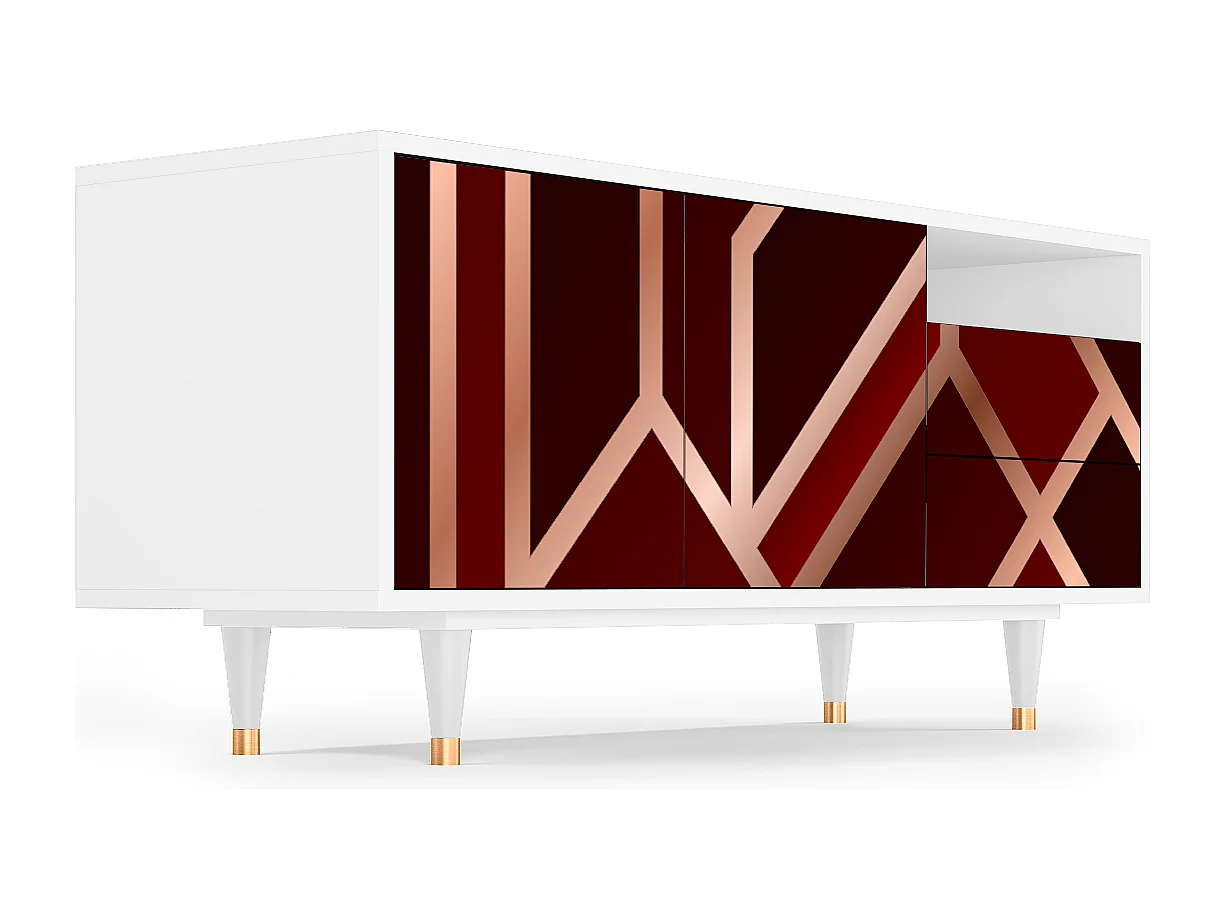 Meuble TV - 125х56х41 cm - T7 - Velvet 1920's, Blanc