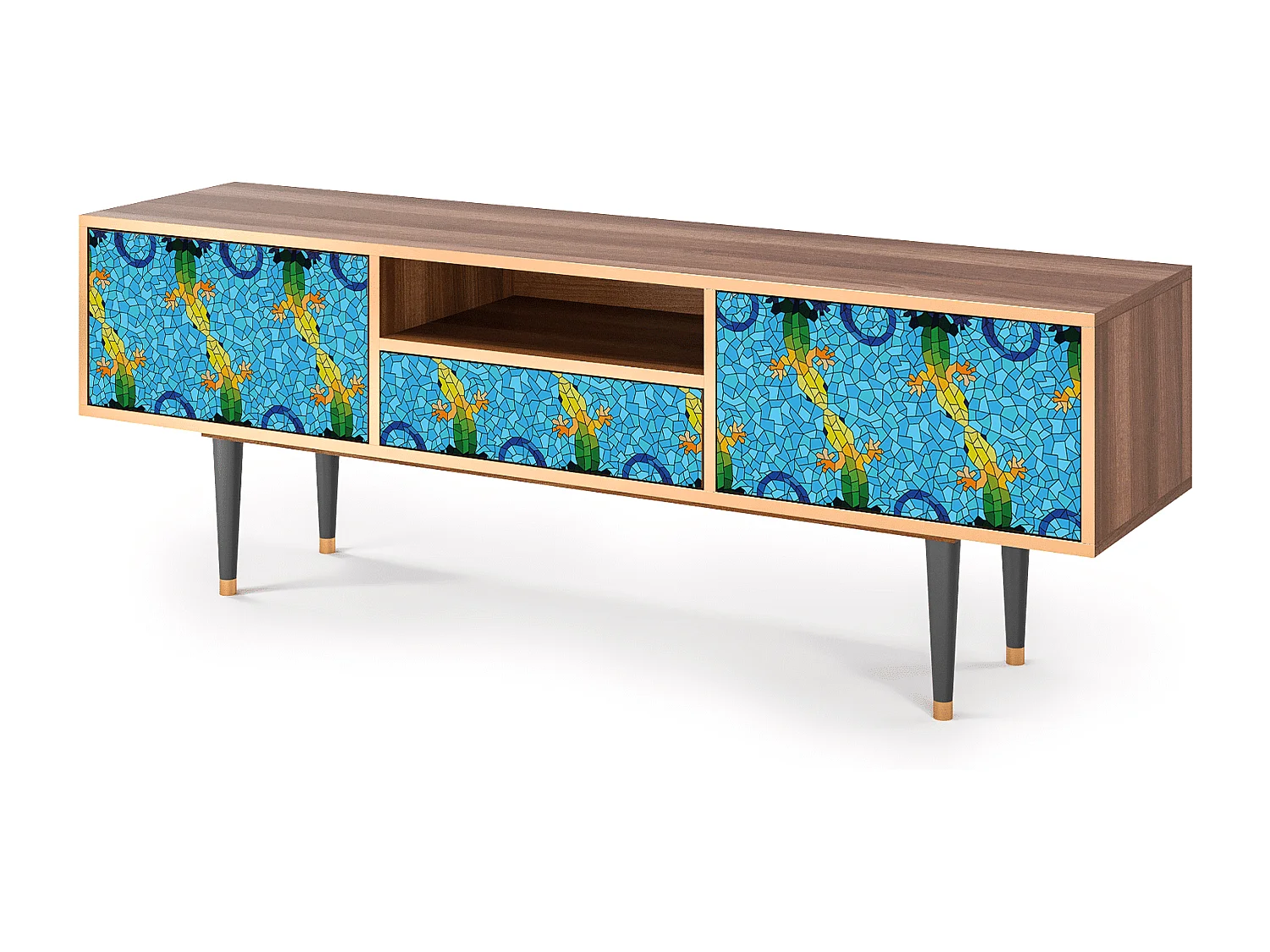 Meuble TV - 170х59х41 cm - T6 - Gaudi's Lizard, Noyer