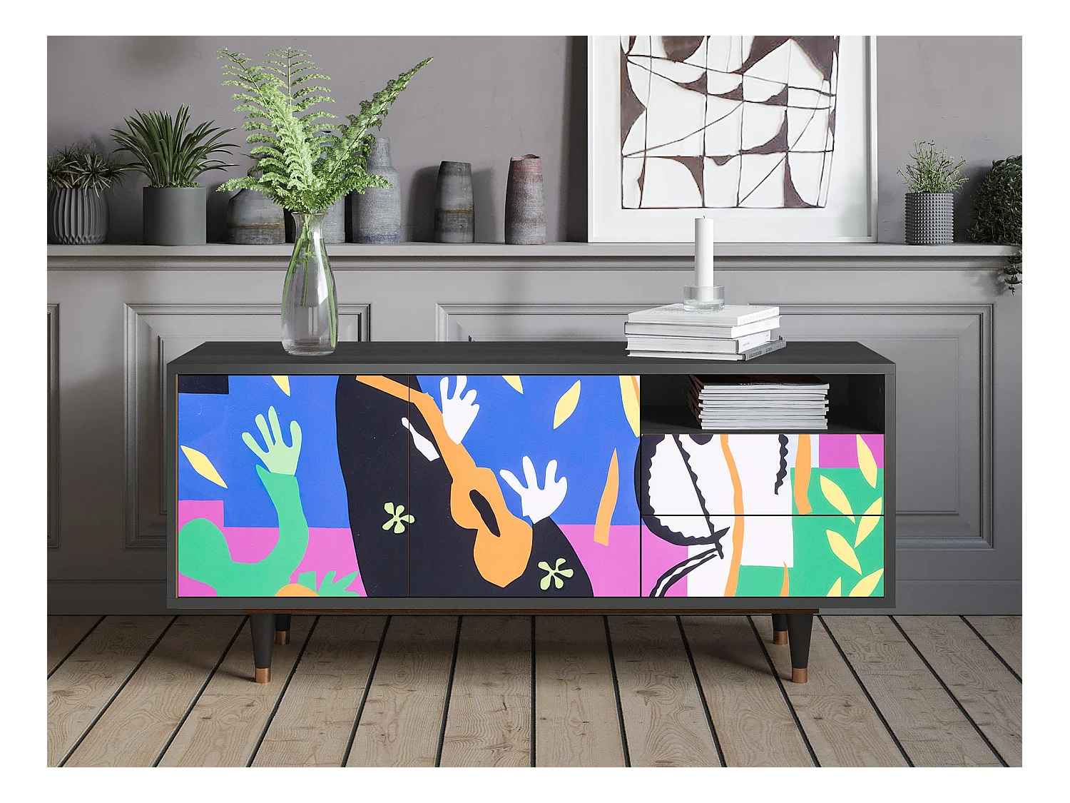 Mobile TV - 125х56х41 cm - T7 - La Tristesse du Roi, Antracite