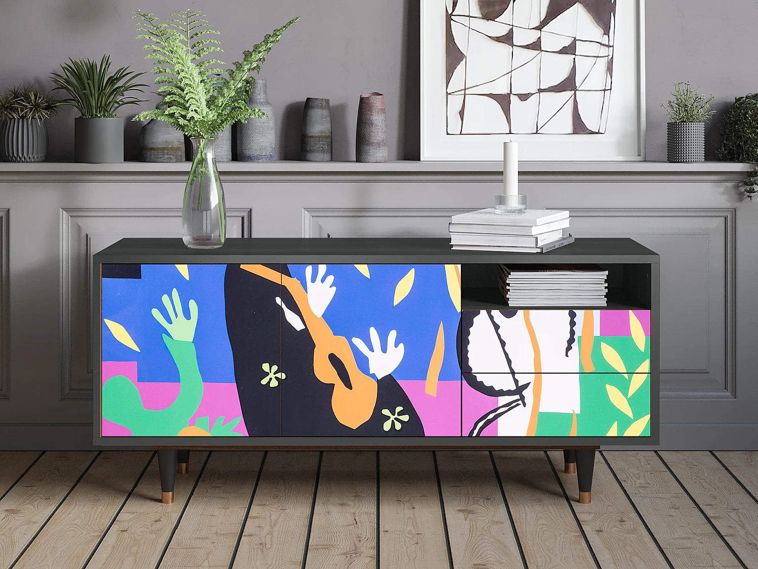 TV-meubel - 125х56х41 cm - T7 - La Tristesse du Roi, Antraciet