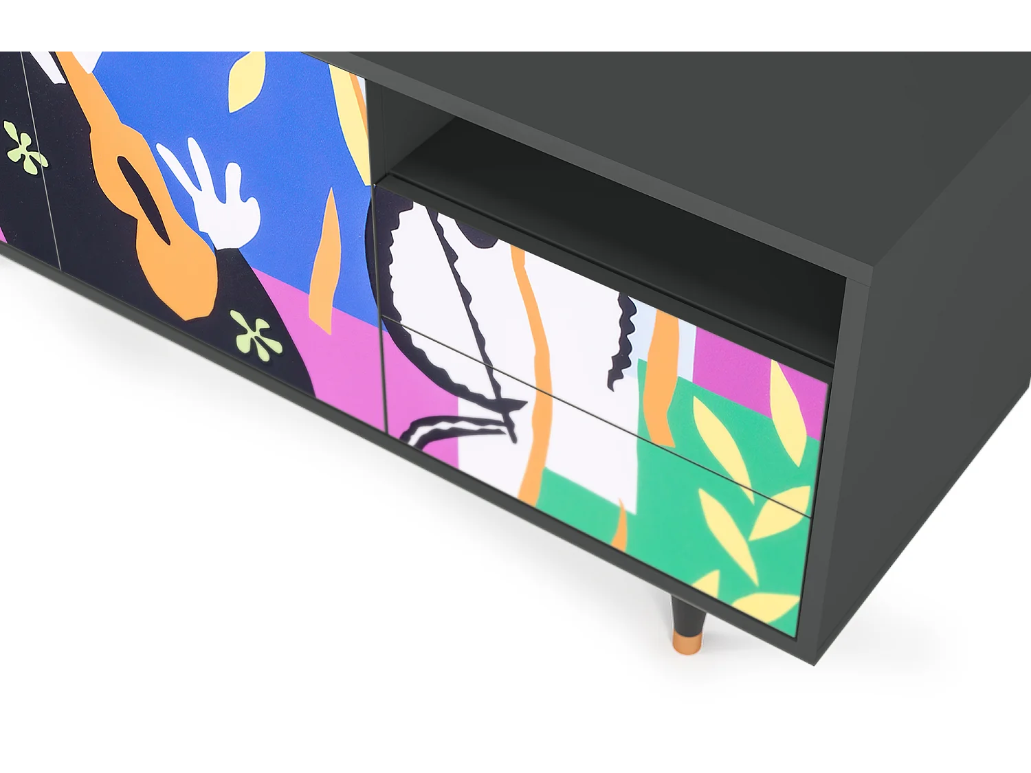 Szafka RTV - 125х56х41 cm - T7 - La Tristesse du Roi, Antracyt