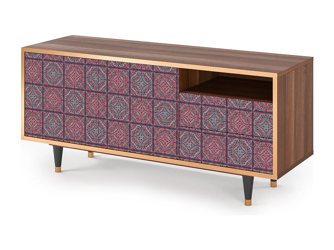 Mueble de TV - 125х56х41 cm - T7 - Riviera Mosaic, Nogal