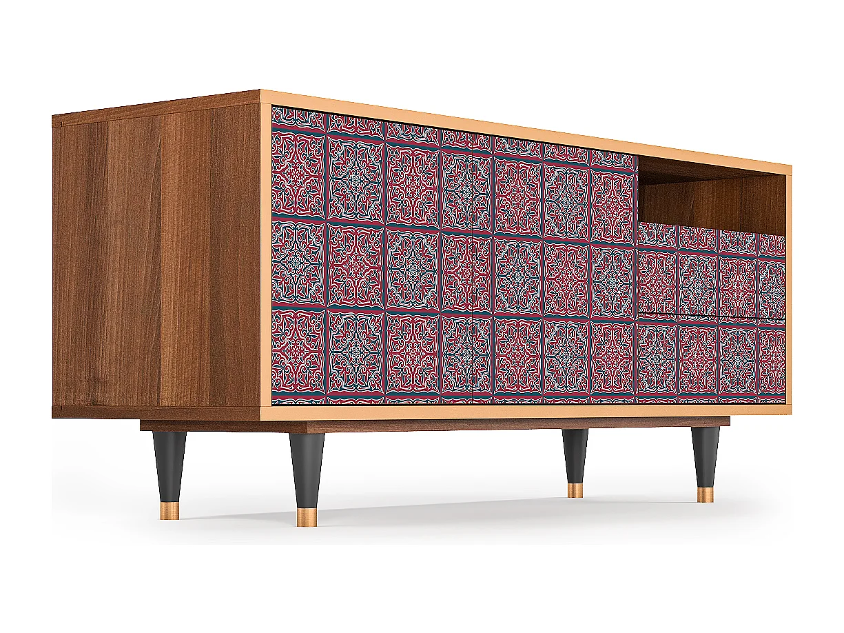 Mueble de TV - 125х56х41 cm - T7 - Riviera Mosaic, Nogal