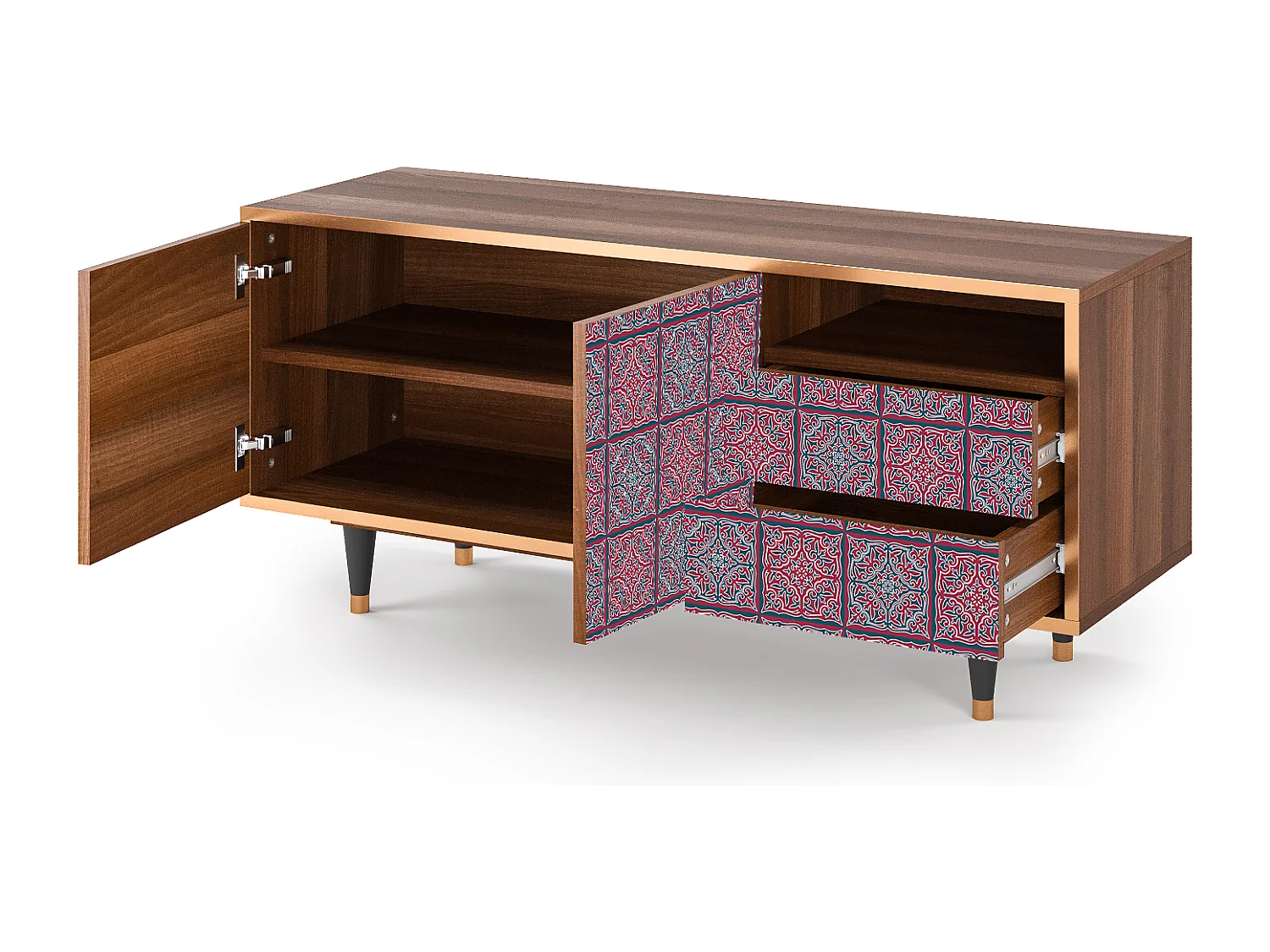 Meuble TV - 125х56х41 cm - T7 - Riviera Mosaic, Noyer