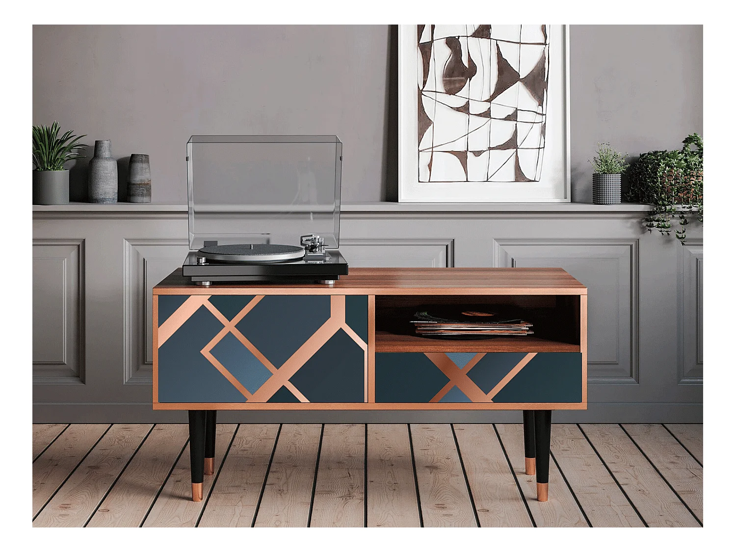 Meuble TV - 115х59х48 cm - T3 - Ashy 1920', Noyer
