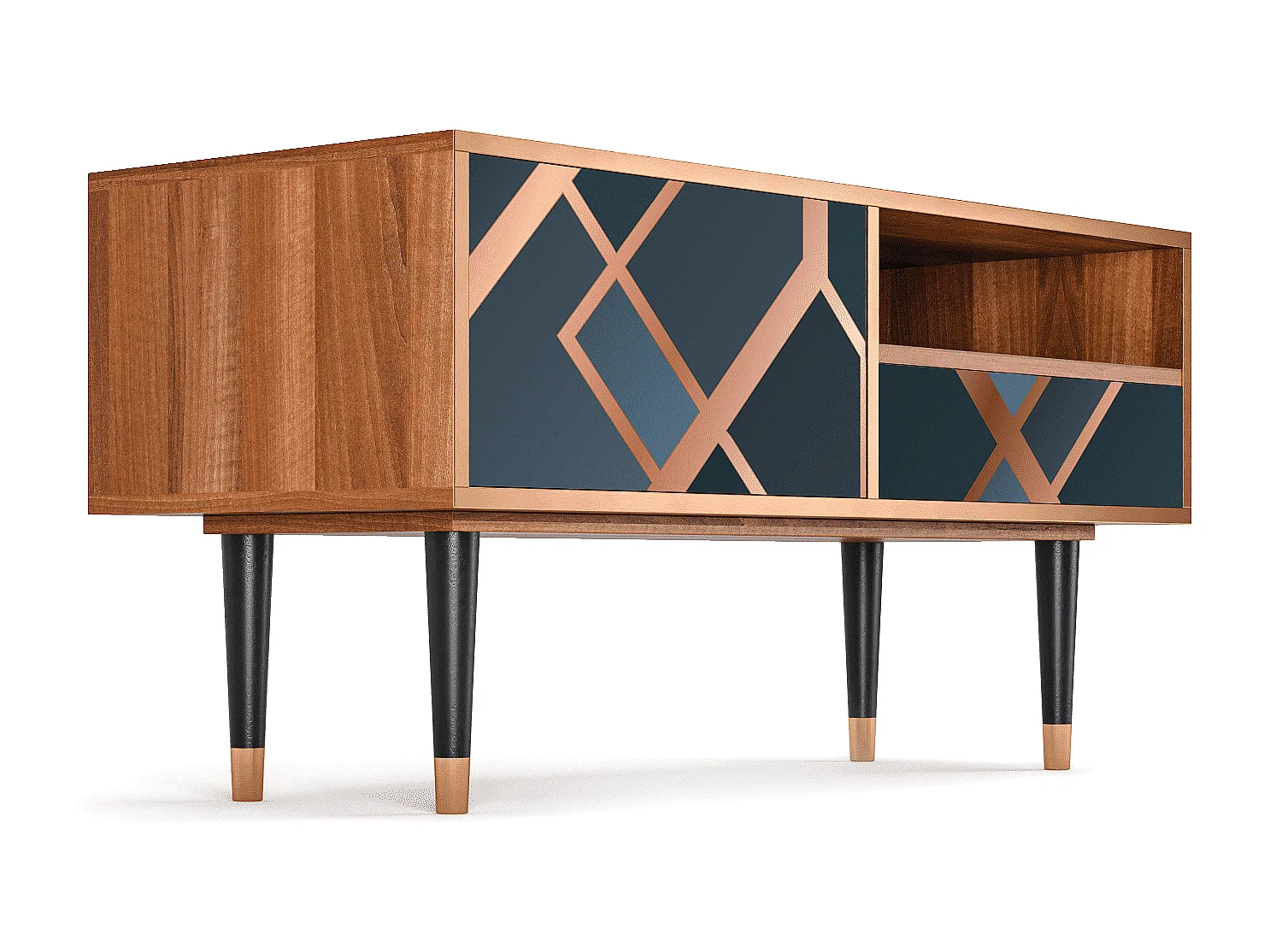 Meuble TV - 115х59х48 cm - T3 - Ashy 1920', Noyer