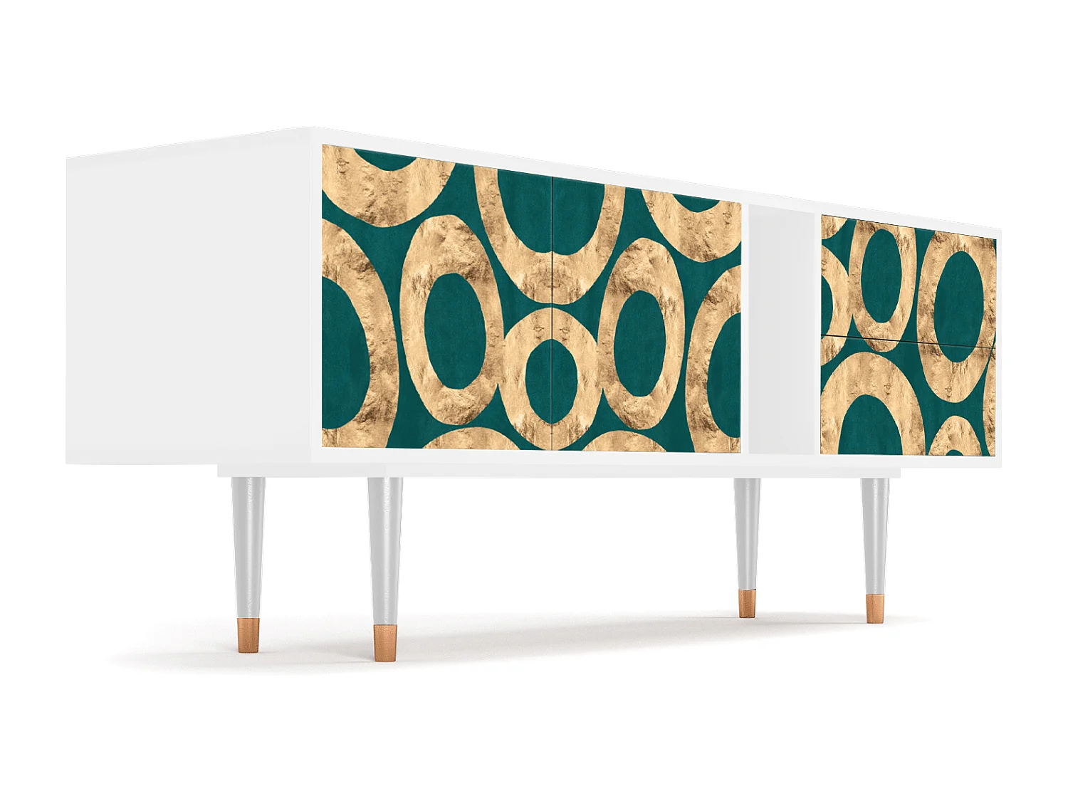 Mueble de TV - 170х69х48 cm - T1 - Zircon Sphere, Blanco