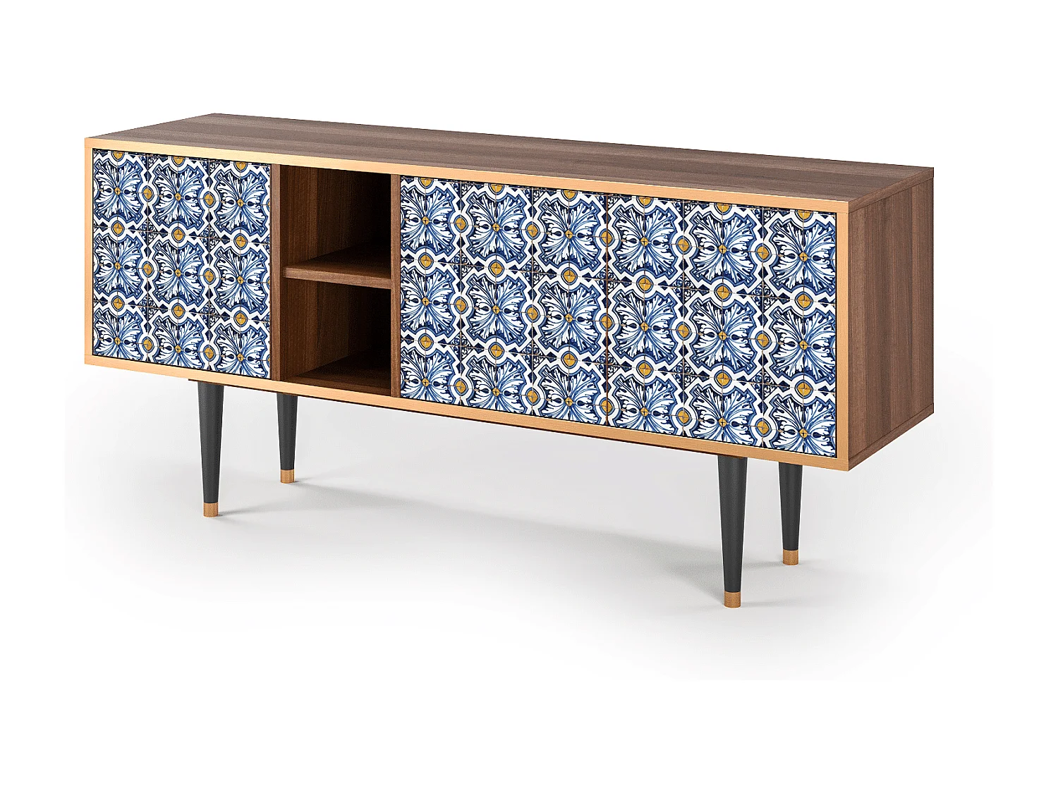 TV-Möbel - 150х69х41 cm - T5 - Lovely Cornflowers, Walnuss