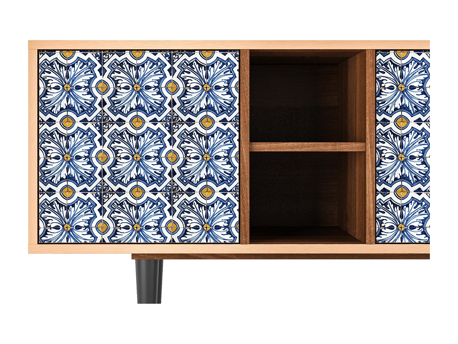 TV-Möbel - 150х69х41 cm - T5 - Lovely Cornflowers, Walnuss