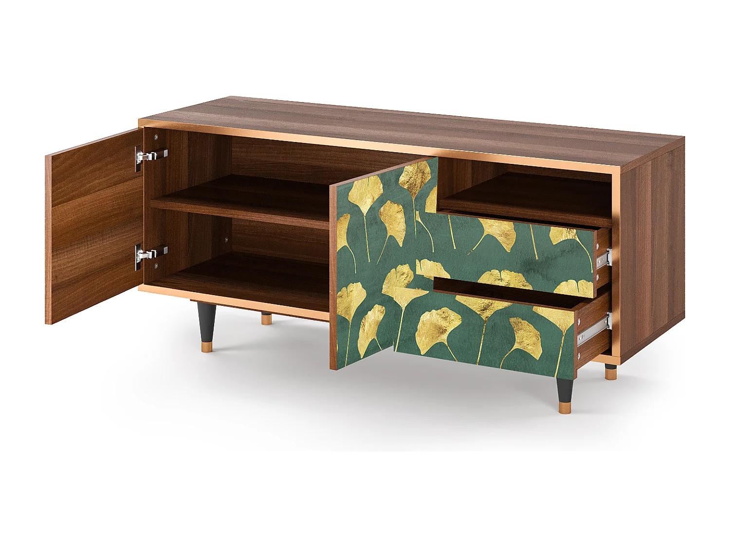 TV-meubel - 125х56х41 cm - T7 - Gingko leaves, Walnoot