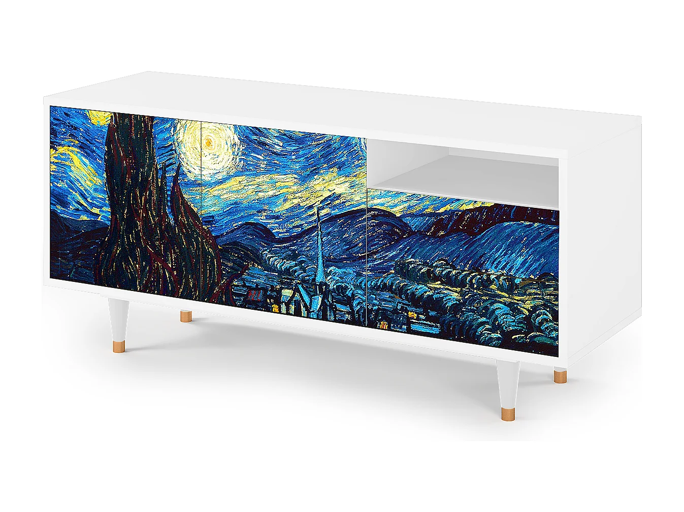 TV-meubel - 125х56х41 cm - T7 - The Starry Night  , Wit