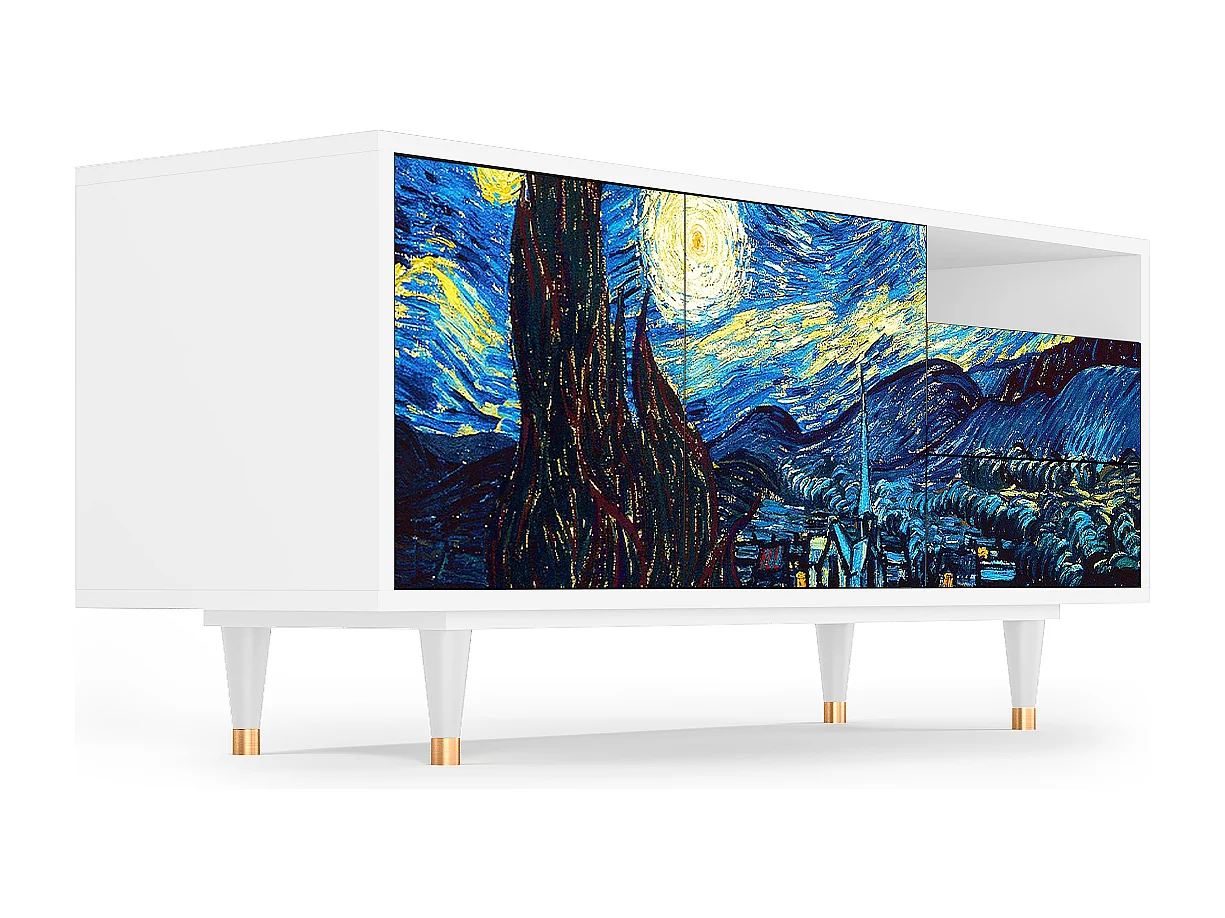 TV-meubel - 125х56х41 cm - T7 - The Starry Night  , Wit