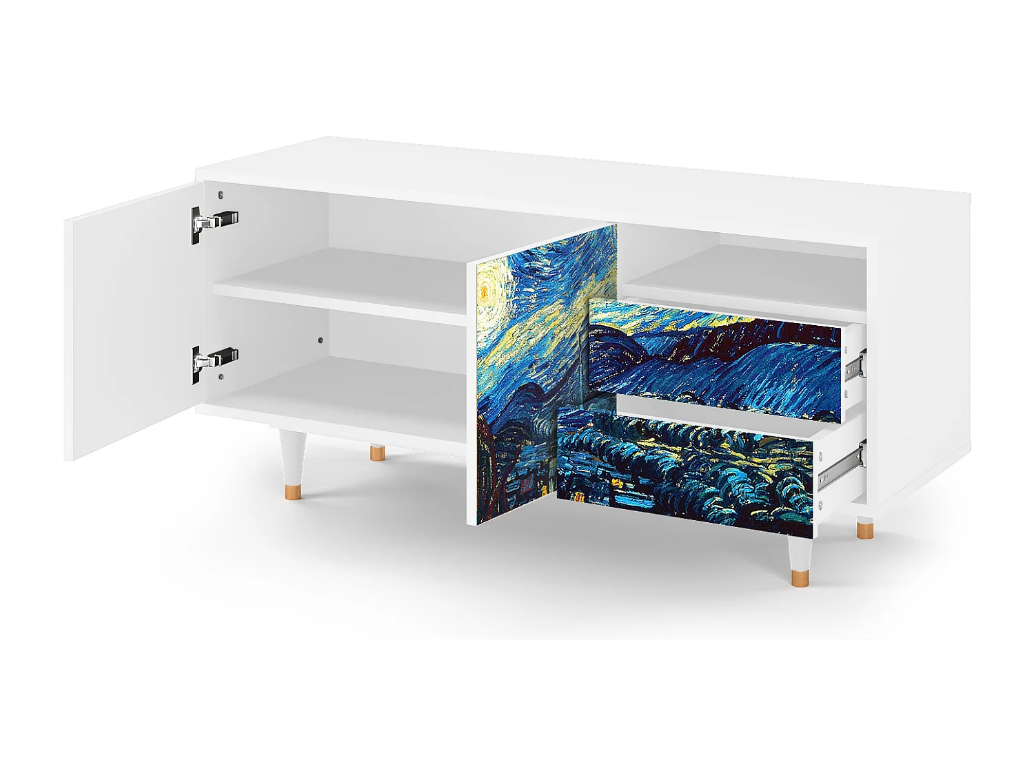 TV-meubel - 125х56х41 cm - T7 - The Starry Night  , Wit