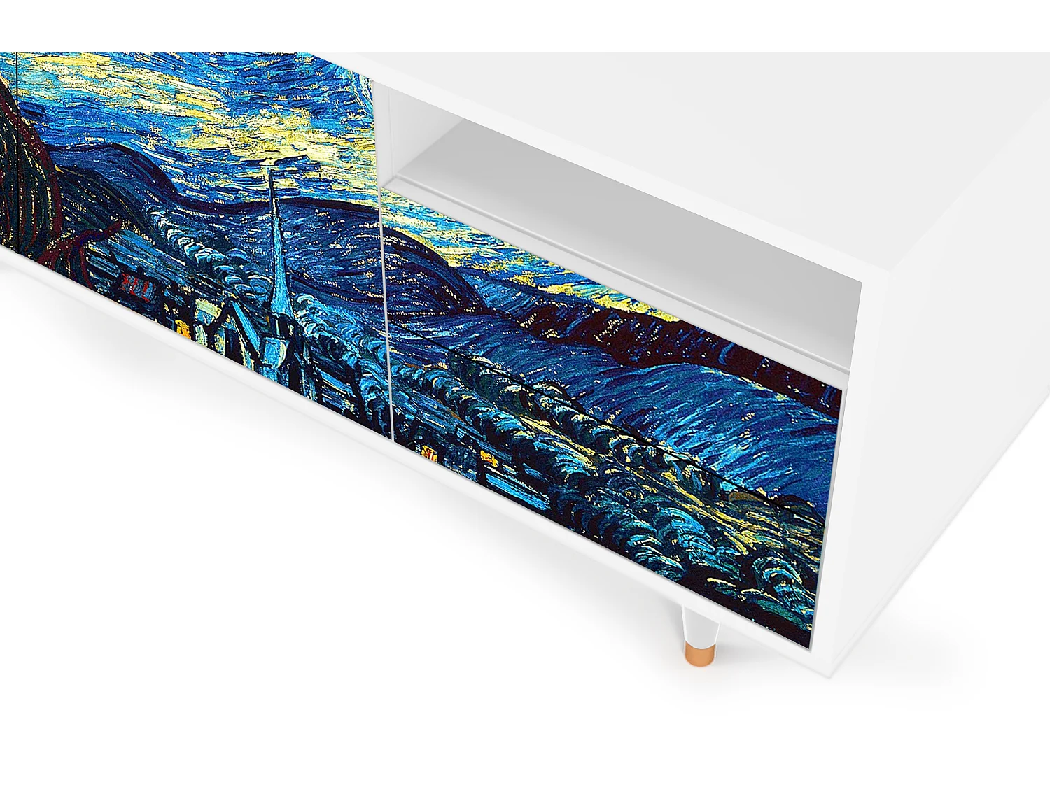 Meuble TV - 125х56х41 cm - T7 - The Starry Night  , Blanc