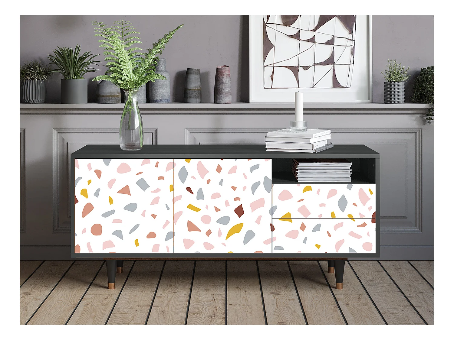 Mobile TV - 125х56х41 cm - T7 - Marmelade Cheese, Antracite