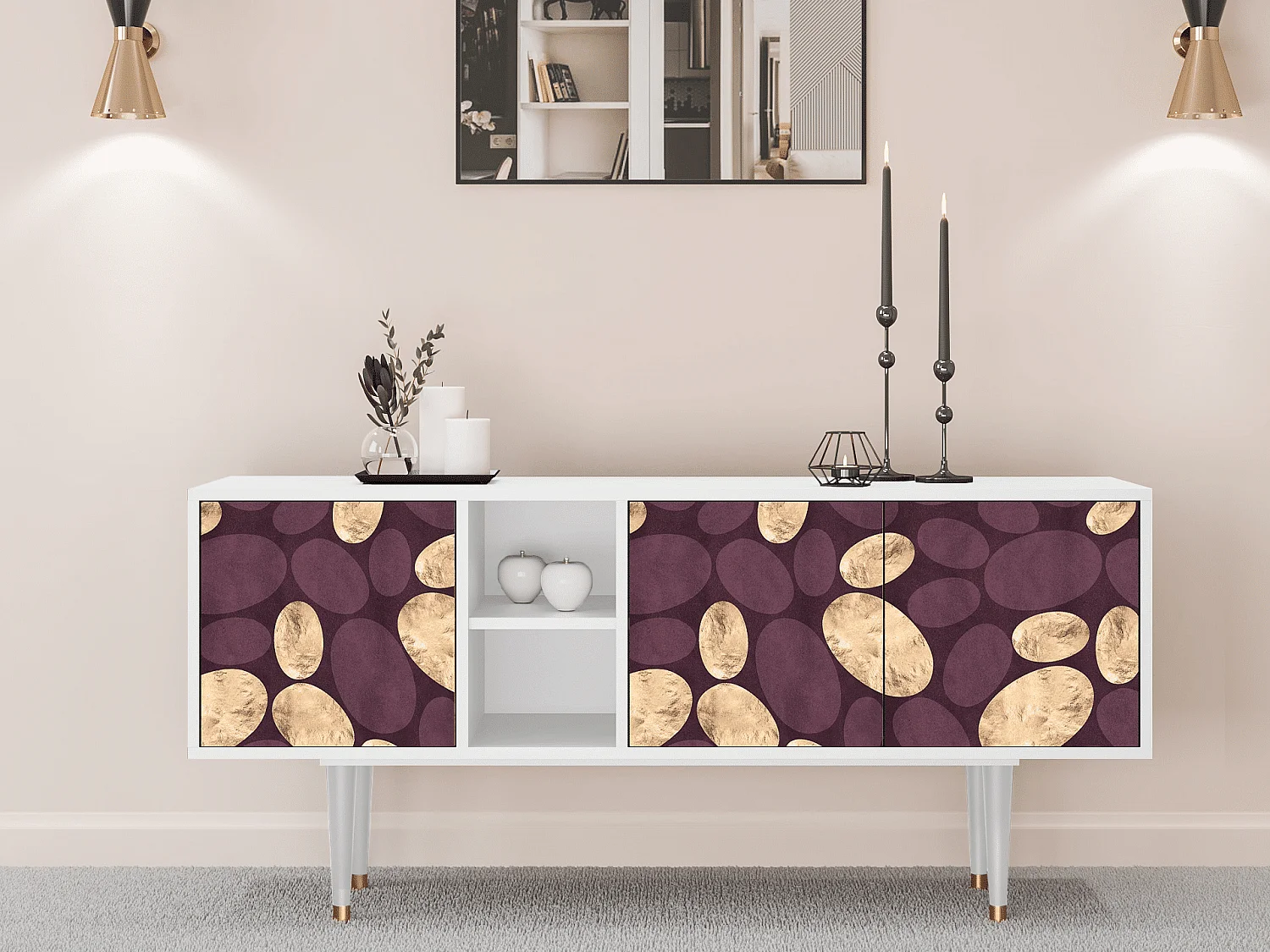 Szafka RTV - 150х69х41 cm - T5 - Fine Wine, Biały